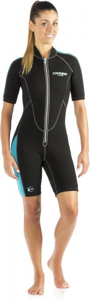 Гидрокостюм CRESSI LIDO LADY SHORTY, черный-аквамарин, 2mm, р-р M/3