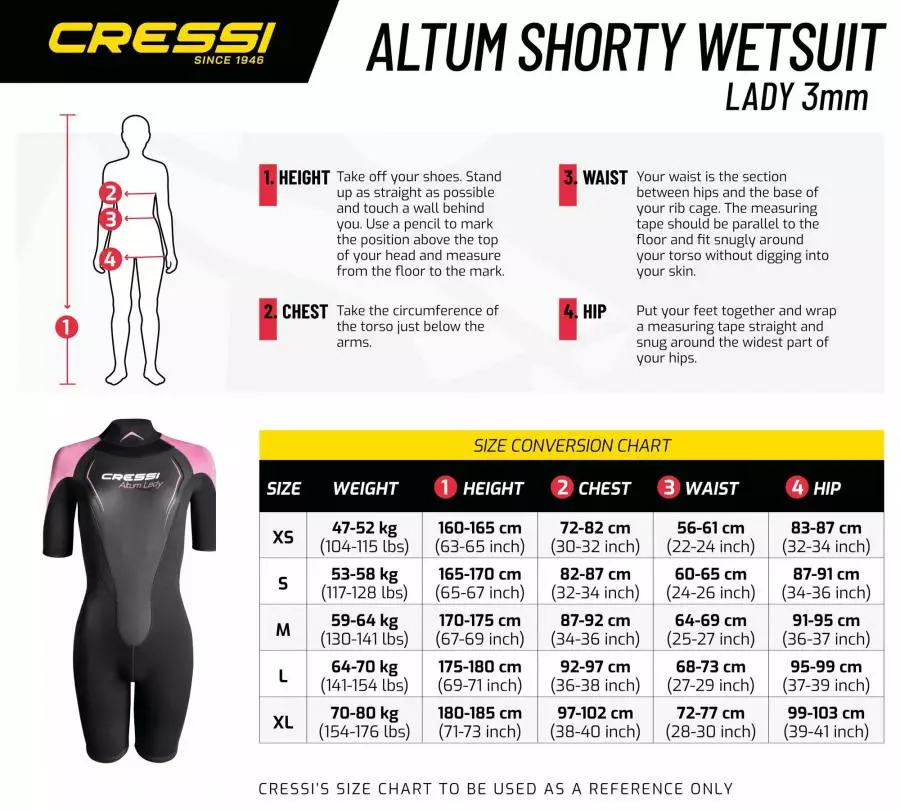 Гидрокостюм CRESSI ALTUM LADY SHORTY, черно-розовый, 3 мм, р-р L/4
