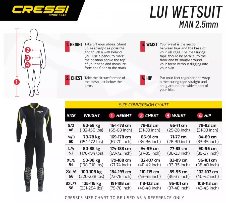 Гидрокостюм CRESSI LUI MAN, черно-желтый, 2.5 мм, р-р L/4