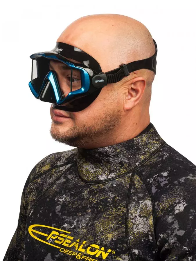 Маска SCUBA BROTHERS SIGMA BLUE, синяя рамка/черный силикон