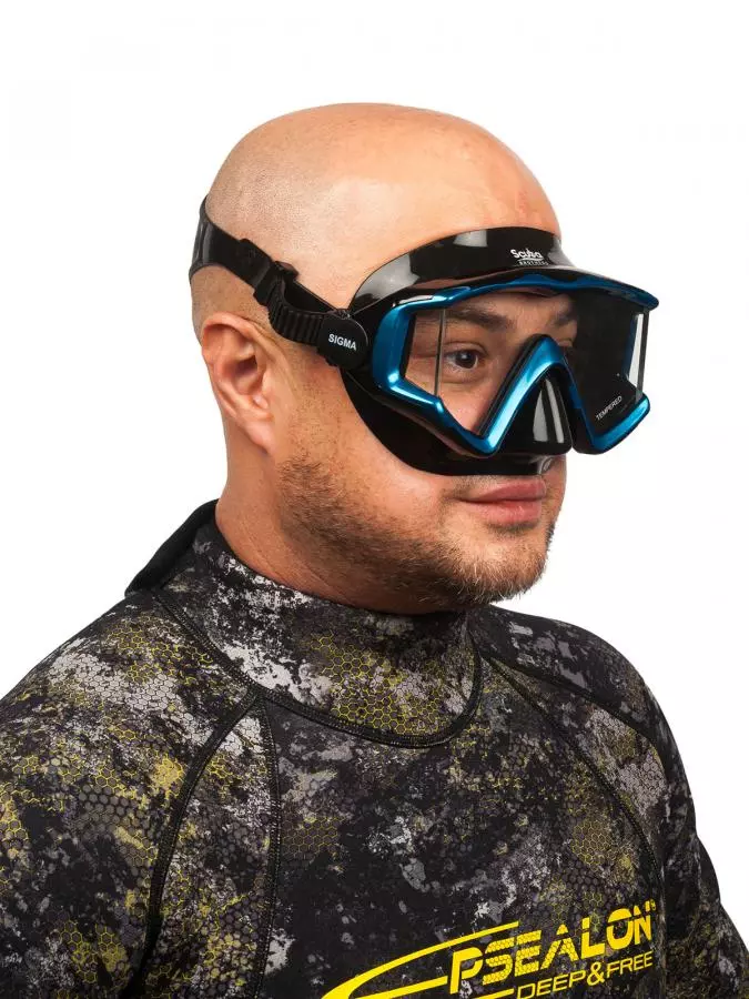 Маска SCUBA BROTHERS SIGMA BLUE, синяя рамка/черный силикон