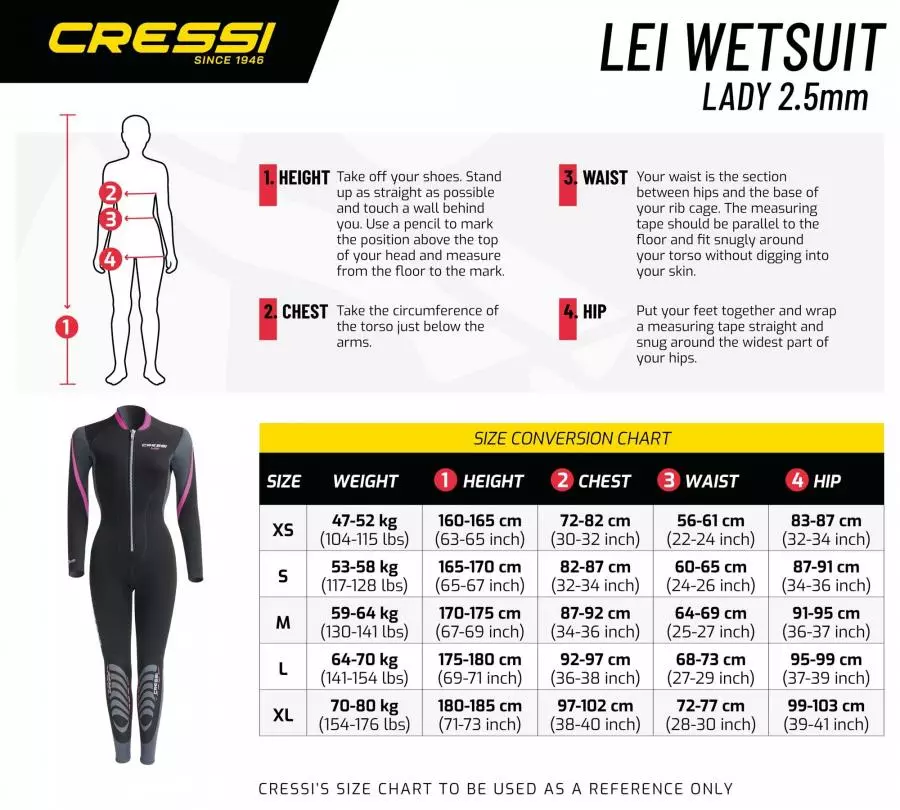 Гидрокостюм CRESSI LEI WOMAN, черно-розовый, 2.5 мм, р-р S/2