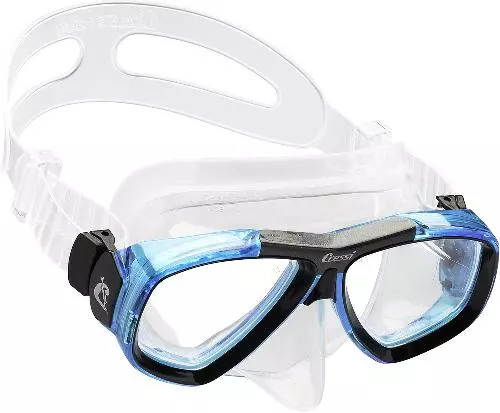 Маска CRESSI FOCUS, прозрачный силикон синяя рамка