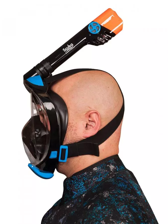 Маска полнолицевая SCUBA BROTHERS BEATLE BLACK/BLUE, с креплением камеры GoPro, р-р L/XL