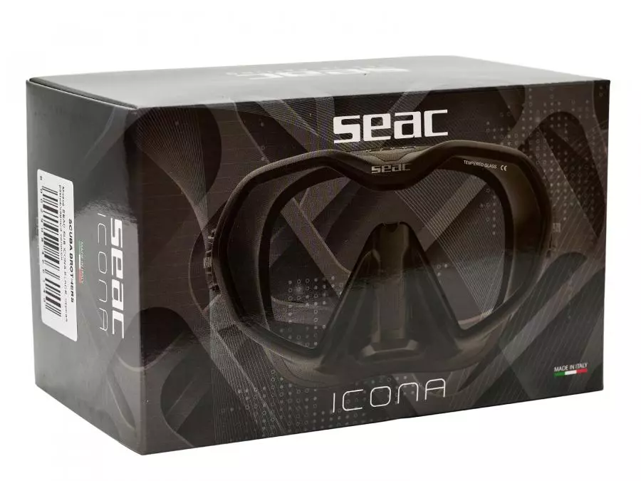 Маска SEAC SUB ICONA BLACK, черная рамка/черный силикон
