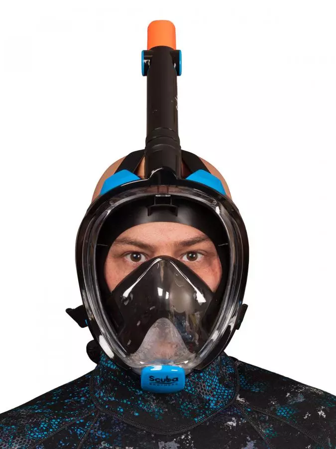 Маска полнолицевая SCUBA BROTHERS BEATLE BLACK/BLUE, с креплением камеры GoPro, р-р L/XL
