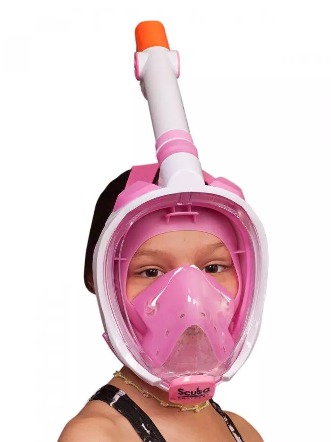Маска полнолицевая SCUBA BROTHERS BEATLE KID CLEAR/PINK, с креплением камеры GoPro, р-р XS