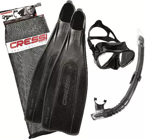 Набор для снорклинга CRESSI PRO STAR BAG, черный, (ласты PRO STAR и маска MATRIX и трубка GAMMA и сумка)