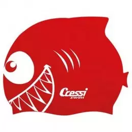 Шапочка для плавания CRESSI SILICONE KIDS CAP SHARK, детская, красная