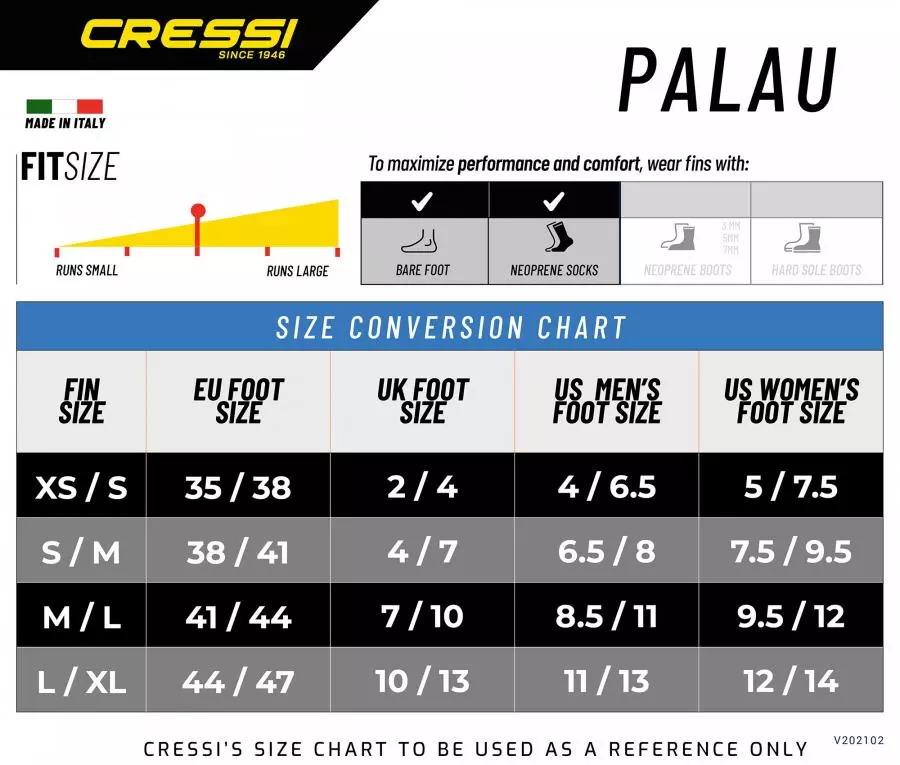 Ласты CRESSI PALAU, открытая пятка, черно/синие, р-р L/XL (44/47)
