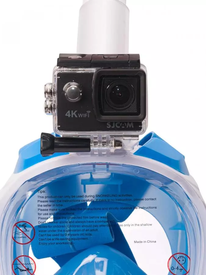 Маска полнолицевая SCUBA BROTHERS BEATLE KID CLEAR/BLUE, с креплением камеры GoPro, р-р XS