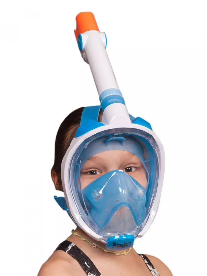 Маска полнолицевая SCUBA BROTHERS BEATLE KID CLEAR/BLUE, с креплением камеры GoPro, р-р XS