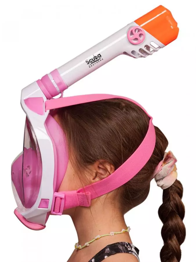 Маска полнолицевая SCUBA BROTHERS BEATLE KID CLEAR/PINK, с креплением камеры GoPro, р-р XS