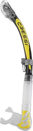 Трубка CRESSI ALPHA ULTRA DRY, прозрачный силикон черно-желтая трубка