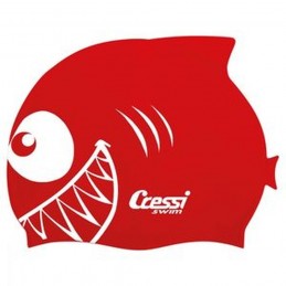 Шапочка для плавания CRESSI SILICONE KIDS CAP SHARK, детская, красная
