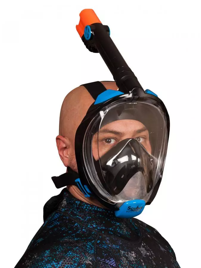 Маска полнолицевая SCUBA BROTHERS BEATLE BLACK/BLUE, с креплением камеры GoPro, р-р L/XL
