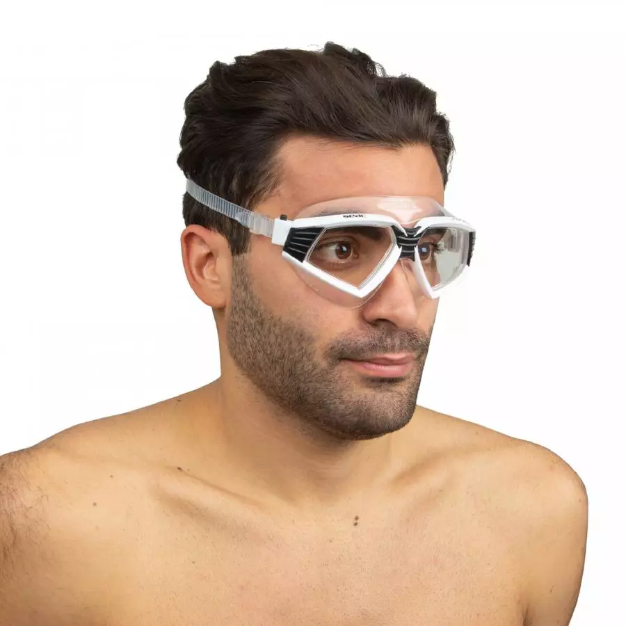 Очки маска для плавания SEAC SUB SONIC WHITE/BLACK, прозрачный силикон