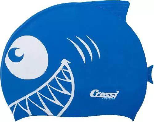 Шапочка для плавания CRESSI SILICONE KIDS CAP SHARK, детская, синяя