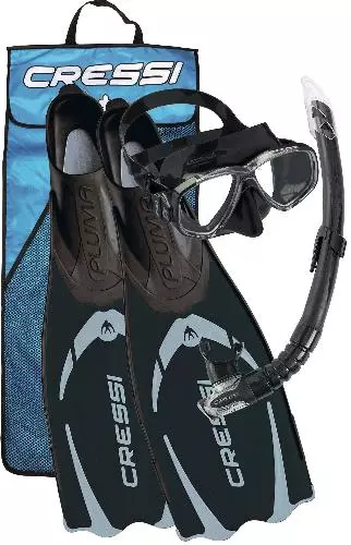 Набор для снорклинга CRESSI PLUMA BAG, черный, (ласты PLUMA и маска PERLA и трубка GAMMA и сумка)